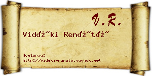 Vidéki Renátó névjegykártya